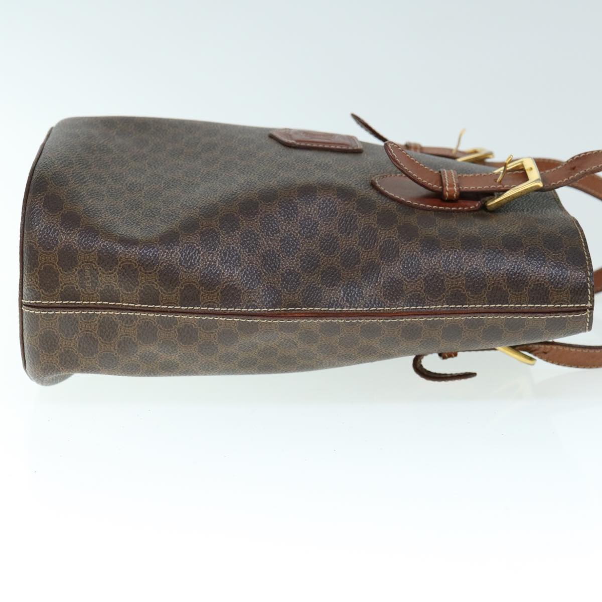 CELINE Macadam Canvas Shoulder Bag PVC Leather Brown Auth 60044