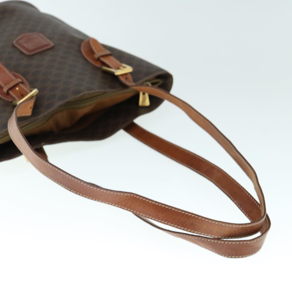 CELINE Macadam Canvas Shoulder Bag PVC Leather Brown Auth 60044