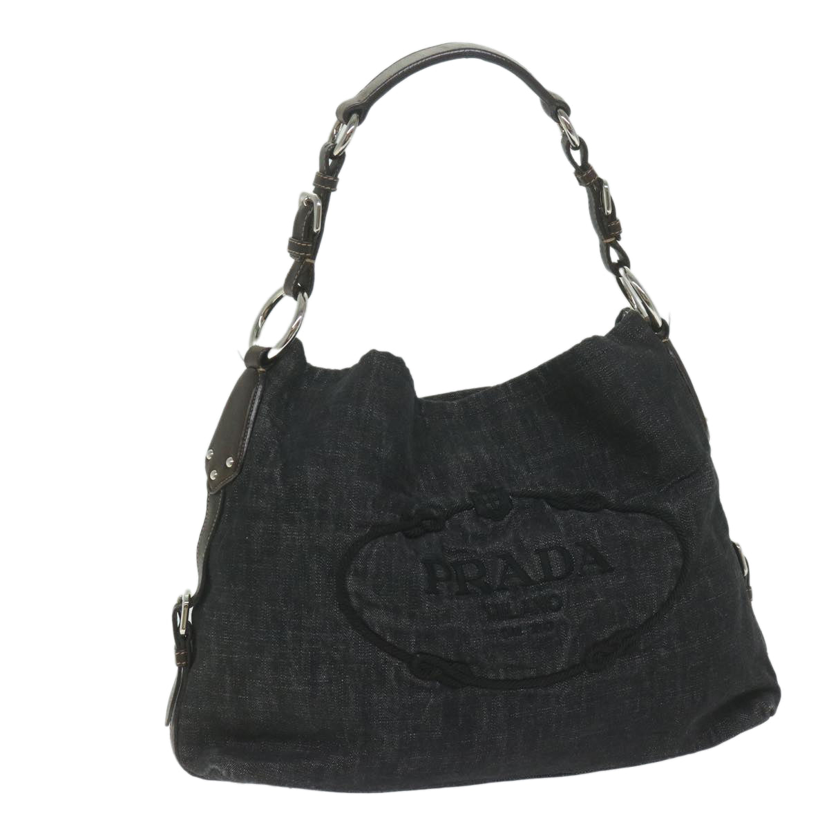 PRADA Shoulder Bag Canvas Black Auth 60047