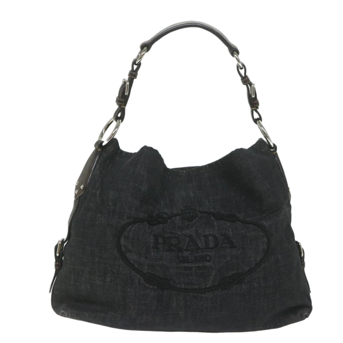 PRADA Shoulder Bag Canvas Black Auth 60047