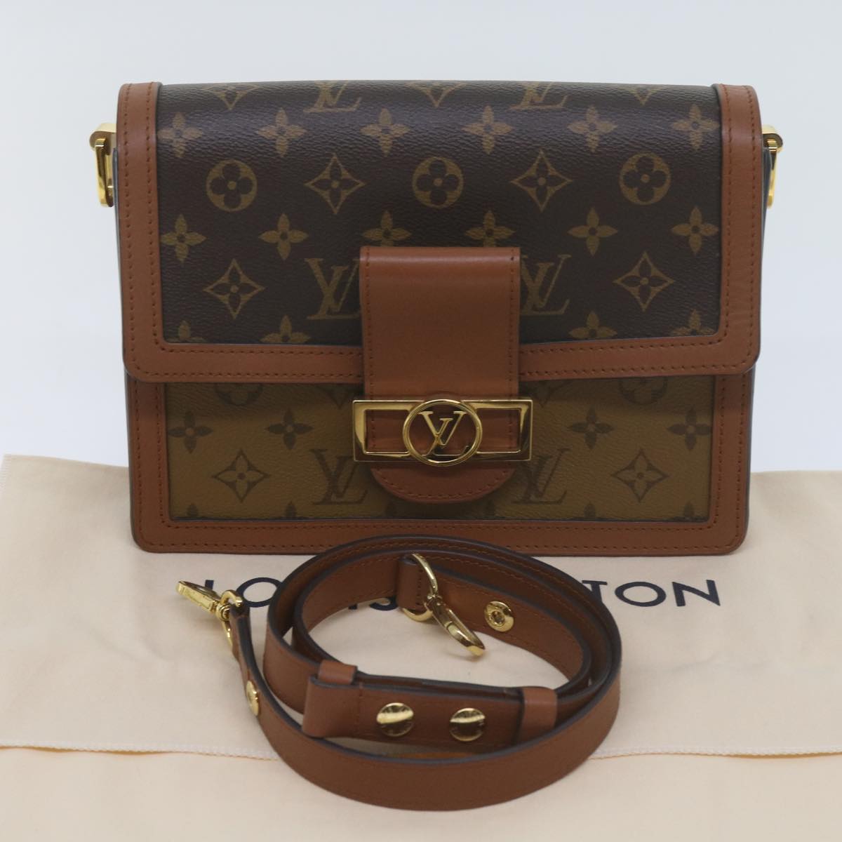 LOUIS VUITTON Monogram Reverse Dauphine MM Shoulder Bag M44391 LV Auth 60072A