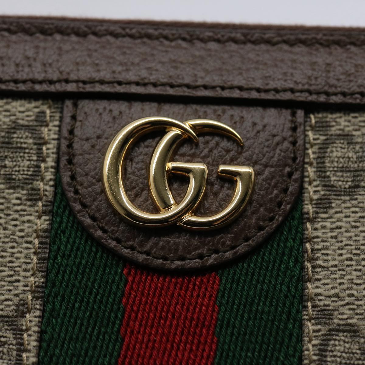 GUCCI GG Offdia Web Sherry Line Long Wallet Beige Red Green 523154 Auth 60075S