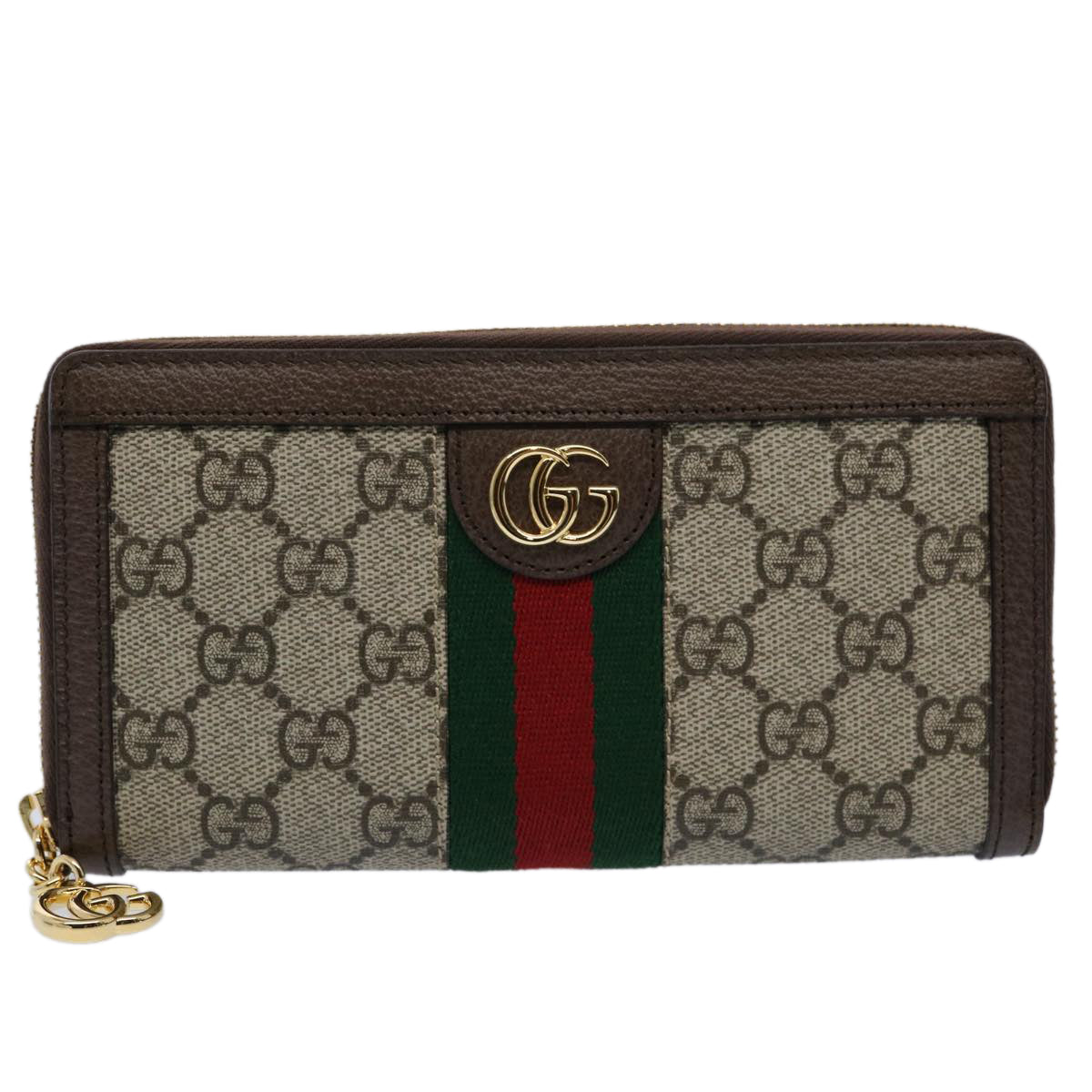 GUCCI GG Offdia Web Sherry Line Long Wallet Beige Red Green 523154 Auth 60075S - 0