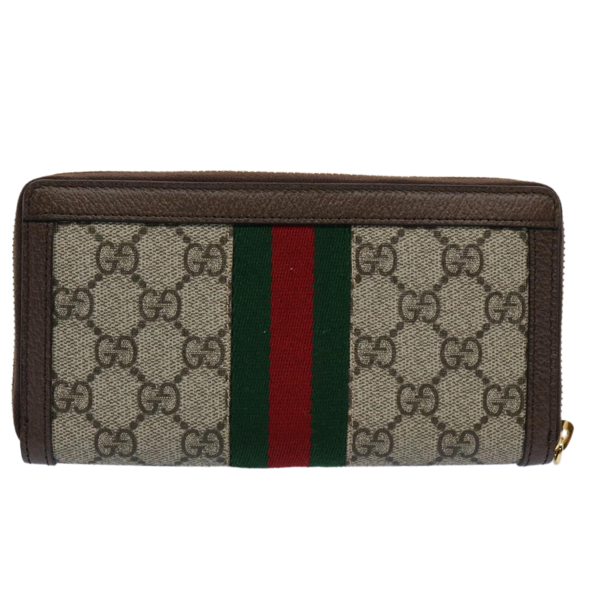 GUCCI GG Offdia Web Sherry Line Long Wallet Beige Red Green 523154 Auth 60075S