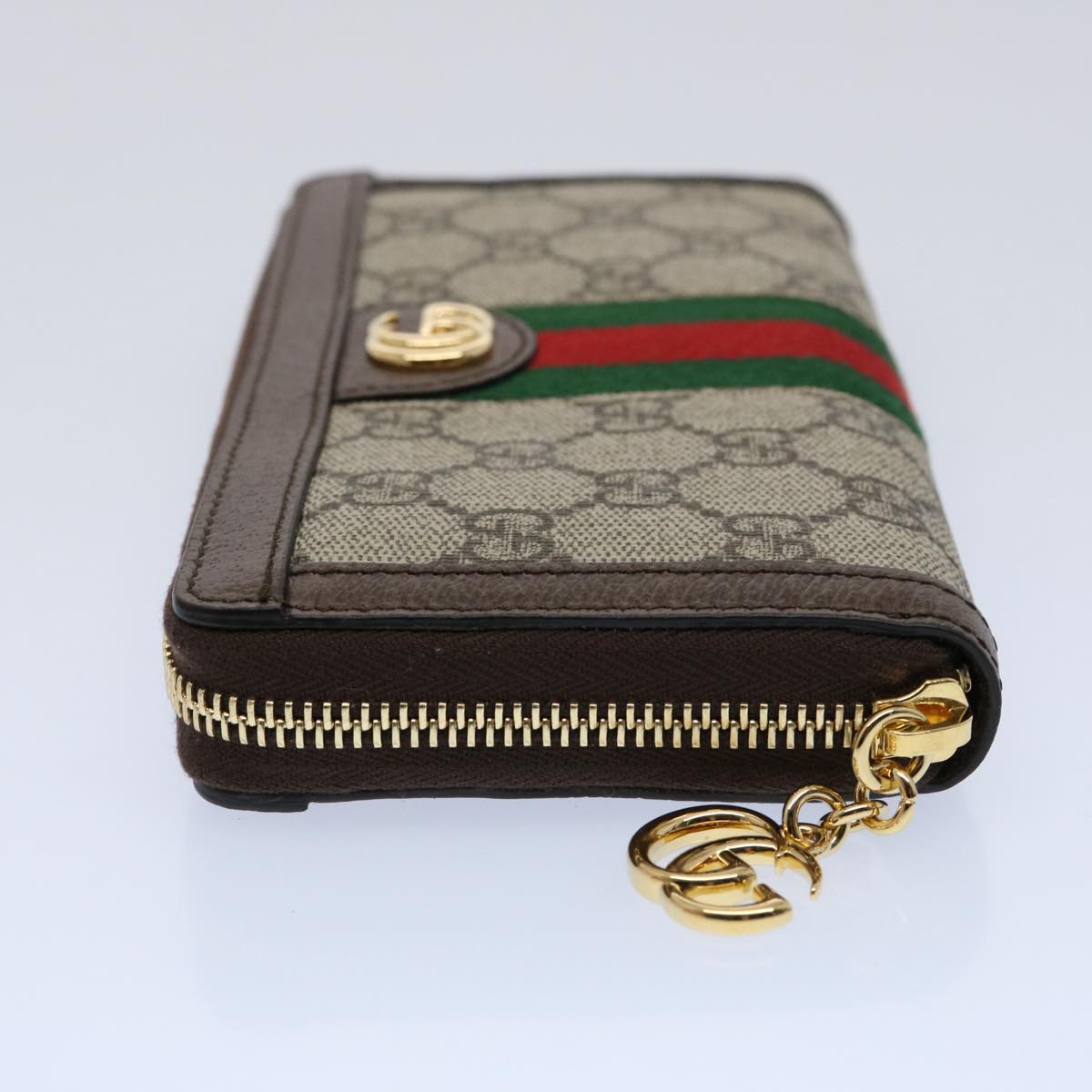 GUCCI GG Offdia Web Sherry Line Long Wallet Beige Red Green 523154 Auth 60075S