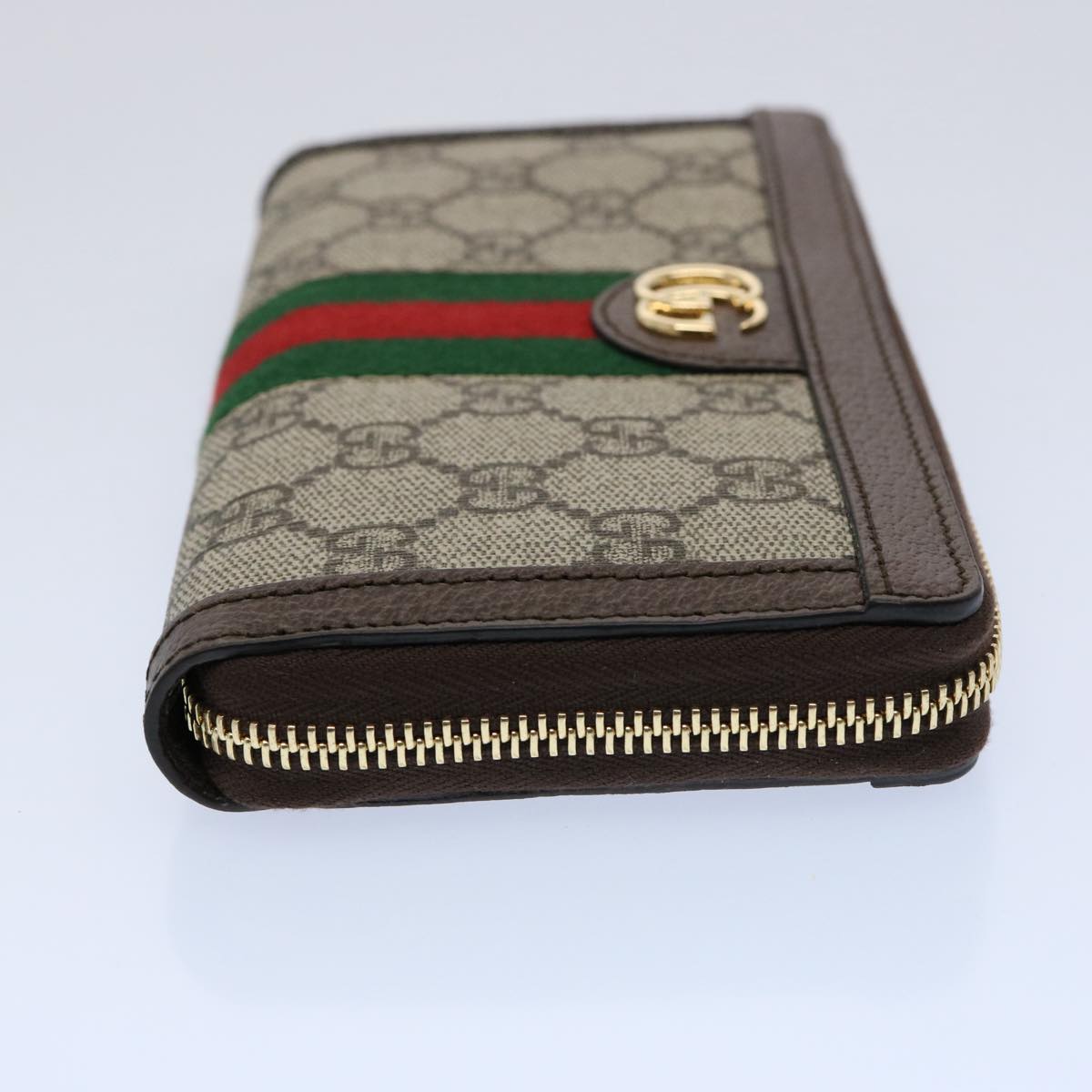 GUCCI GG Offdia Web Sherry Line Long Wallet Beige Red Green 523154 Auth 60075S