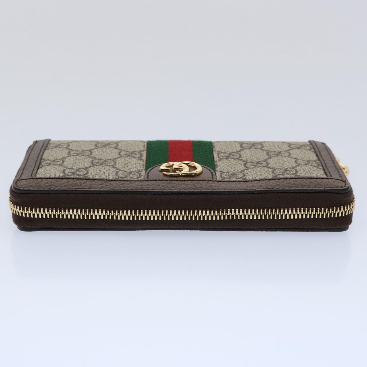 GUCCI GG Offdia Web Sherry Line Long Wallet Beige Red Green 523154 Auth 60075S