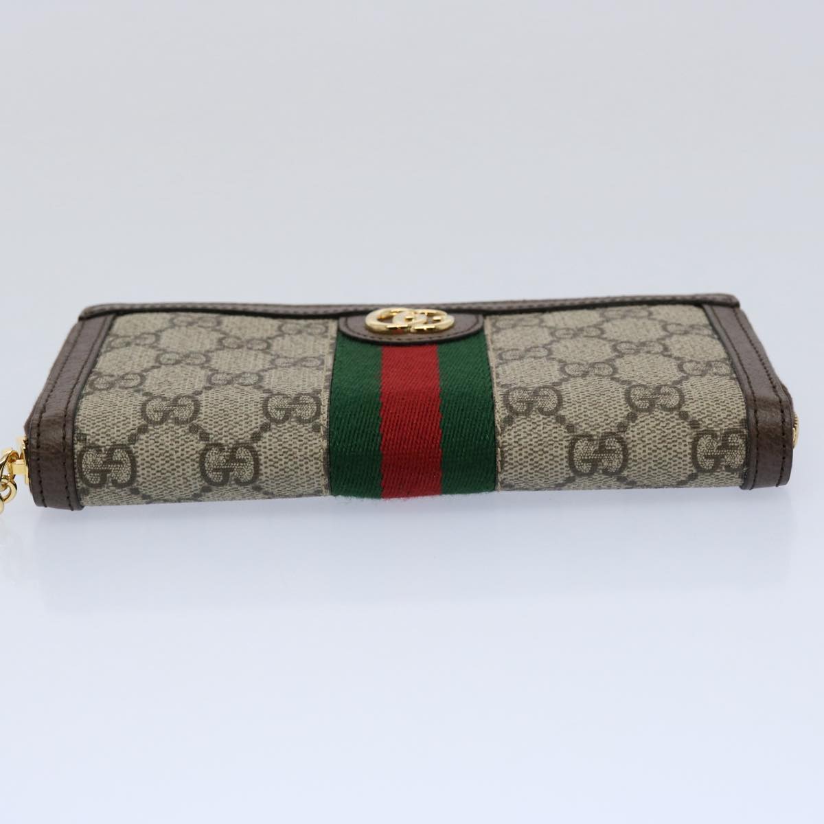 GUCCI GG Offdia Web Sherry Line Long Wallet Beige Red Green 523154 Auth 60075S