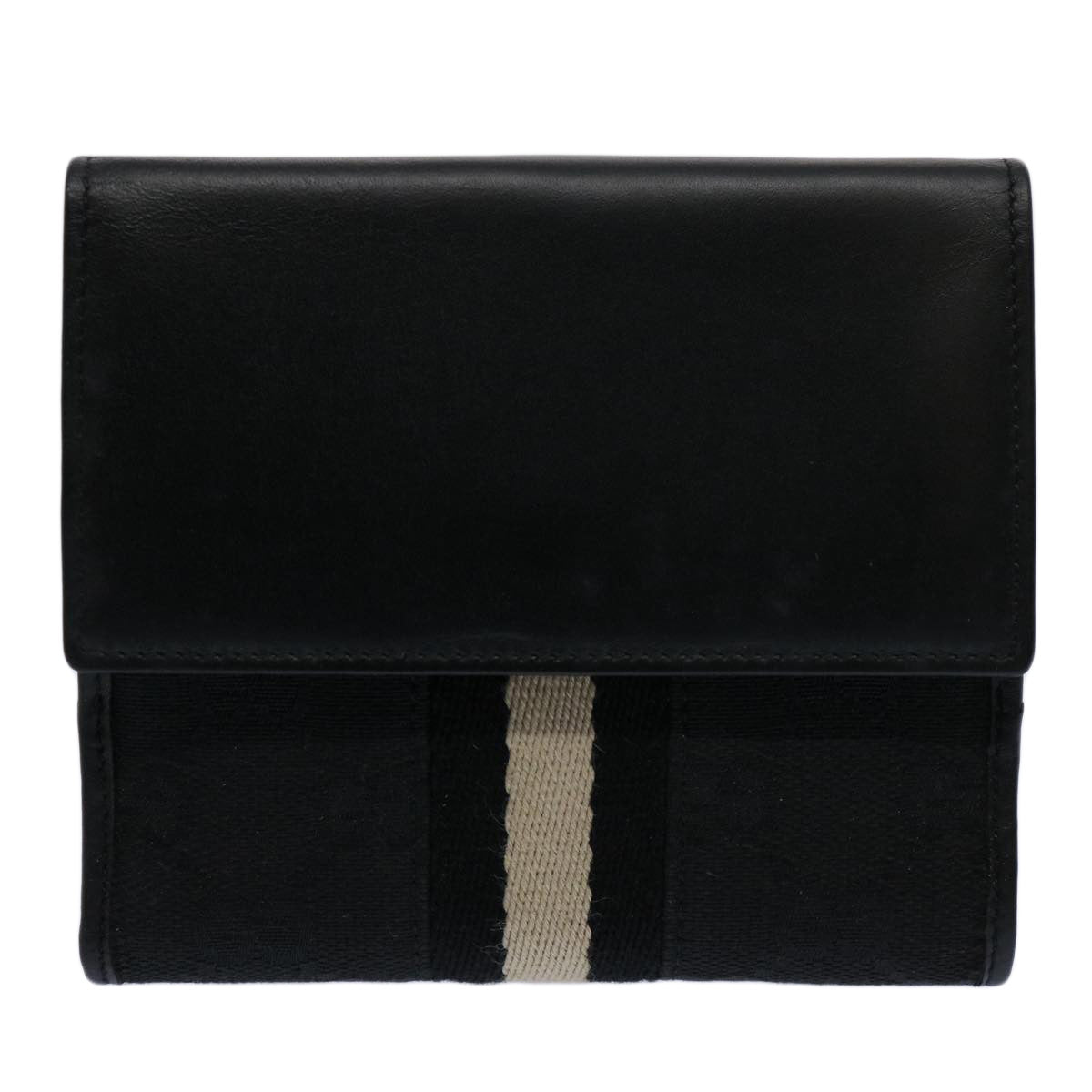 GUCCI GG Canvas Sherry Line Jackie Wallet Black White Auth 60081A - 0