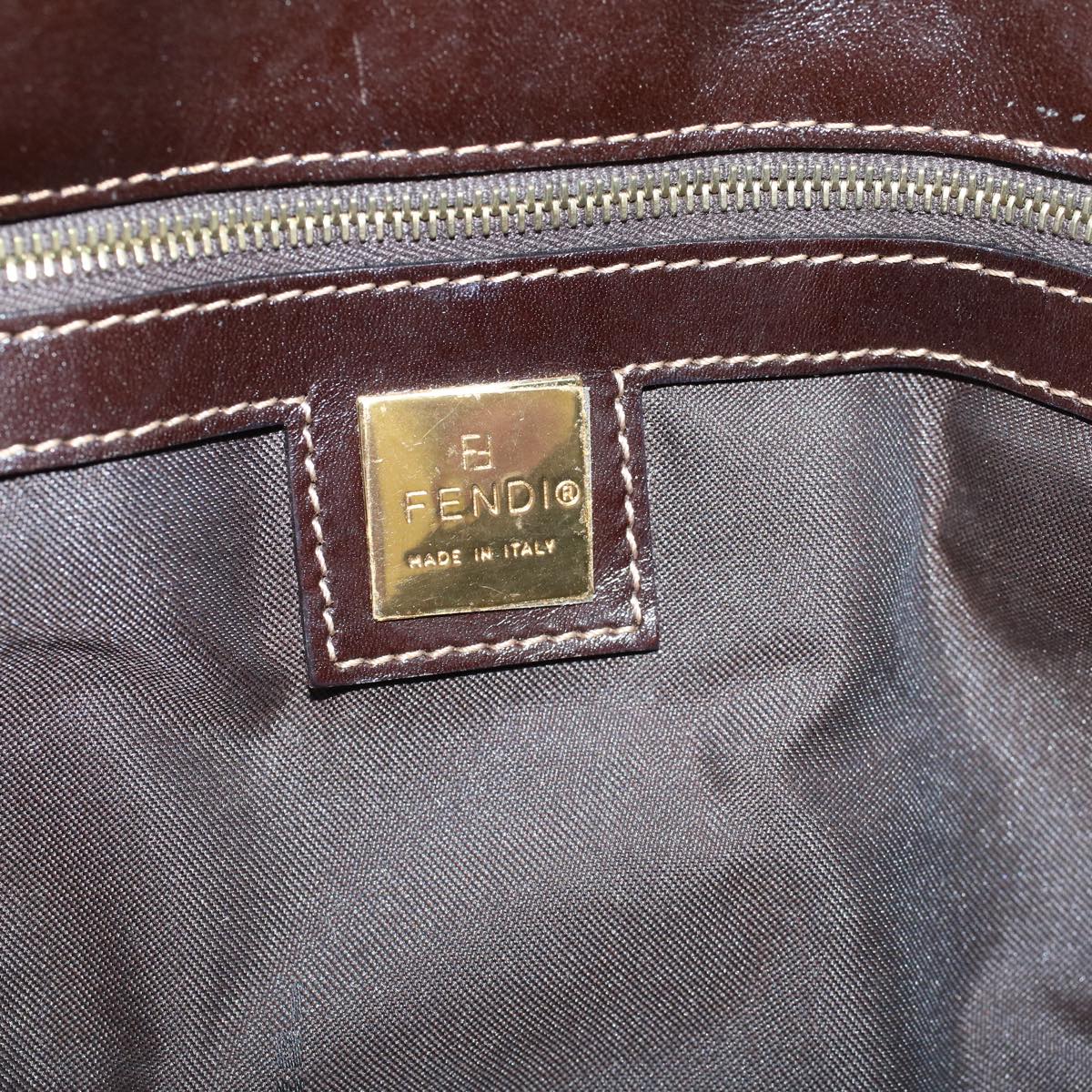 FENDI Zucchino Canvas Shoulder Bag Coated Canvas Brown Auth 60109