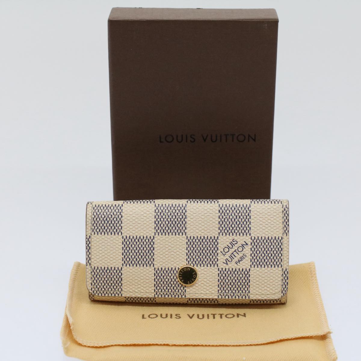 LOUIS VUITTON Damier Azur Multi Cles 4 Key Case N60020 LV Auth 60112