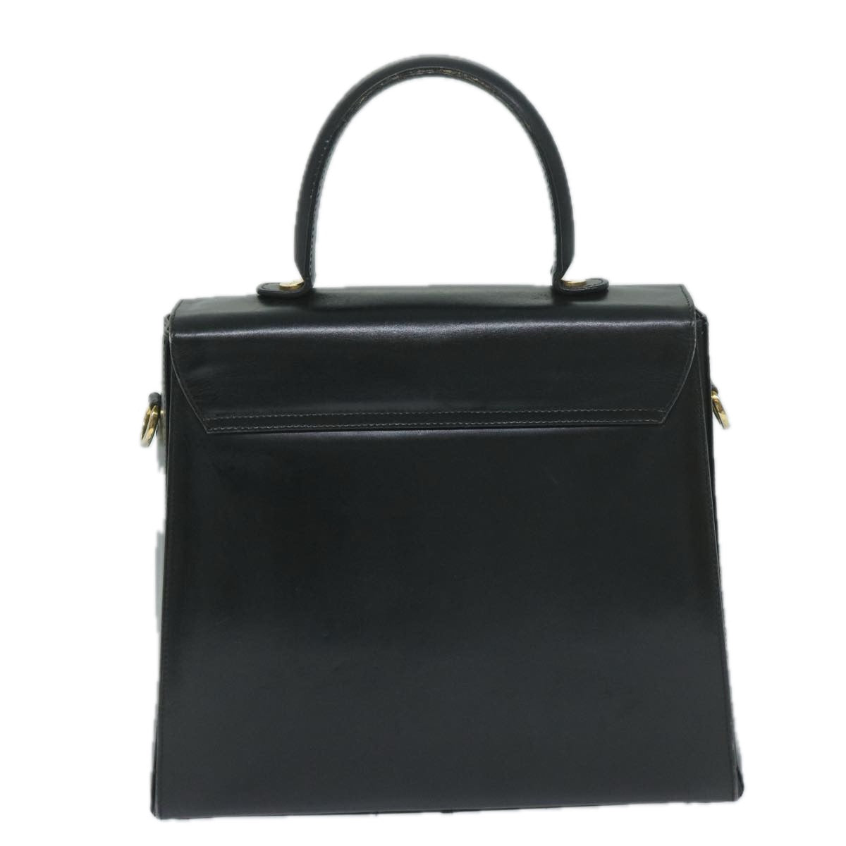 Salvatore Ferragamo Gancini Hand Bag Leather Black Auth 60124 - 0