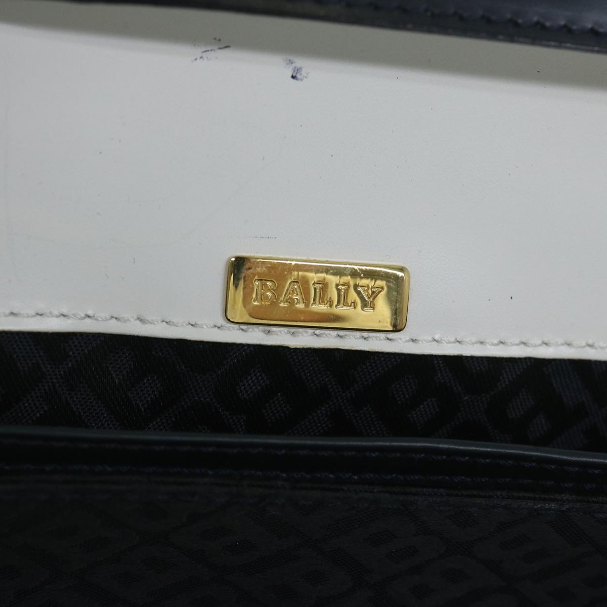 BALLY Hand Bag Leather Navy Auth 60125