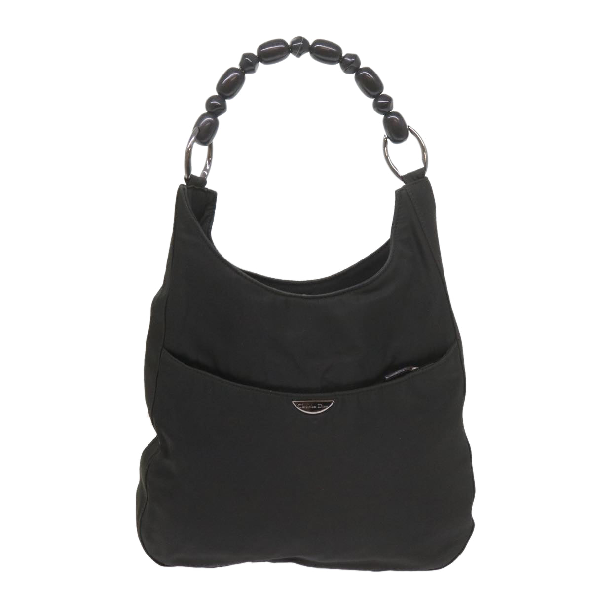 Christian Dior Maris Pearl Shoulder Bag Nylon Black Auth 60138