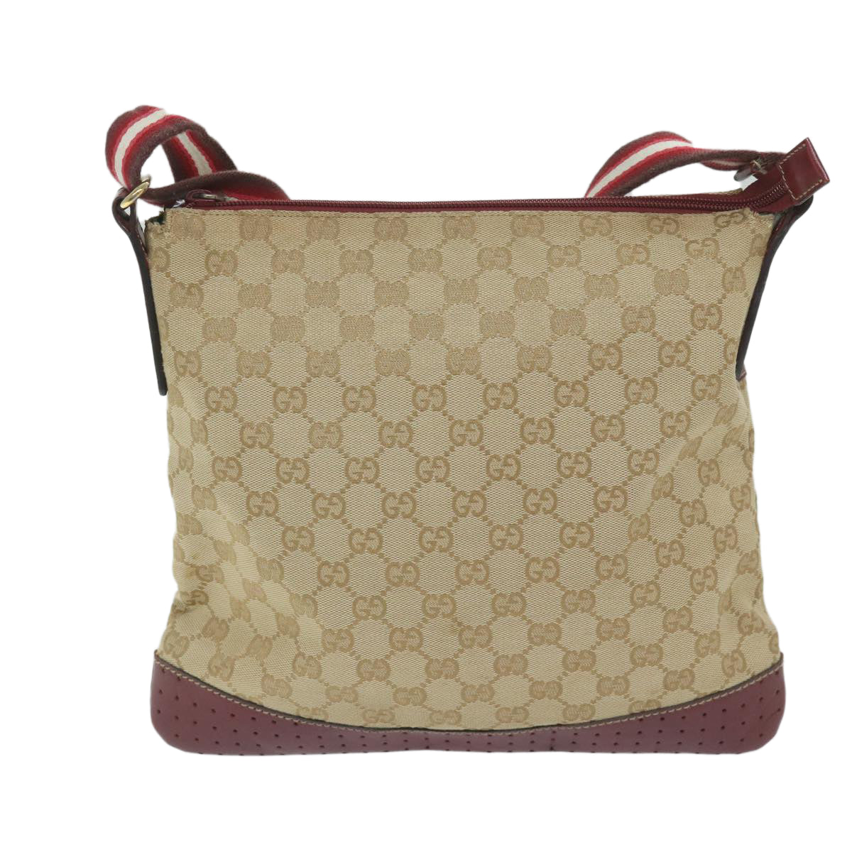 GUCCI GG Canvas Sherry Line Shoulder Bag Beige Red 145857 Auth 60140 - 0