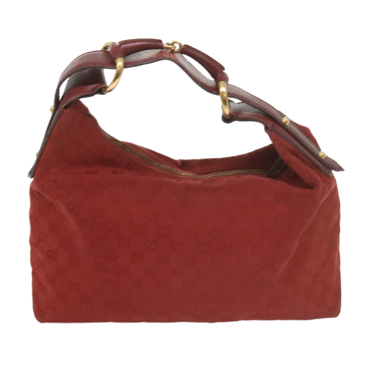 GUCCI GG Canvas Shoulder Bag Red 115867 Auth 60152