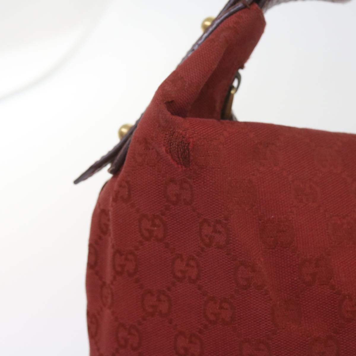 GUCCI GG Canvas Shoulder Bag Red 115867 Auth 60152