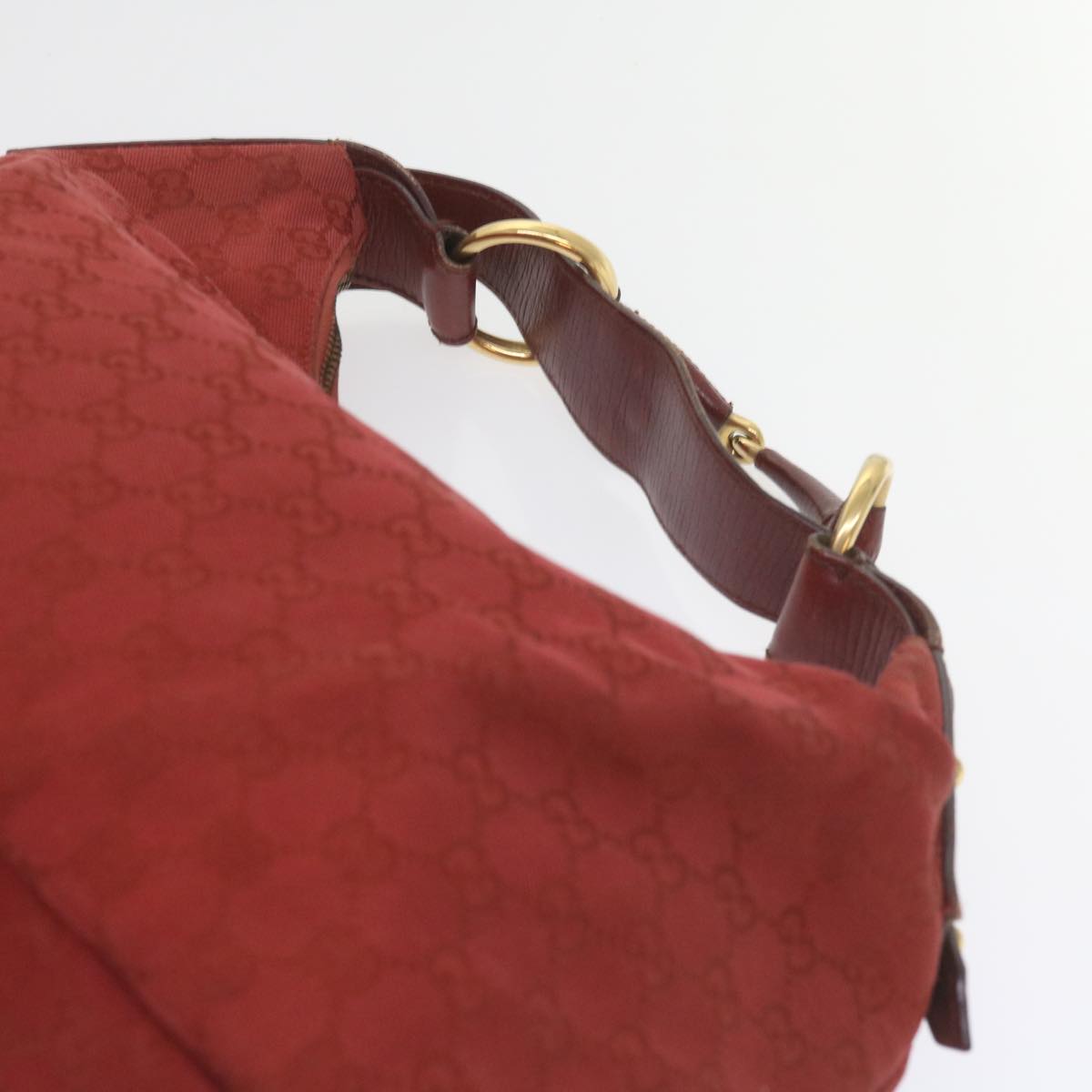 GUCCI GG Canvas Shoulder Bag Red 115867 Auth 60152