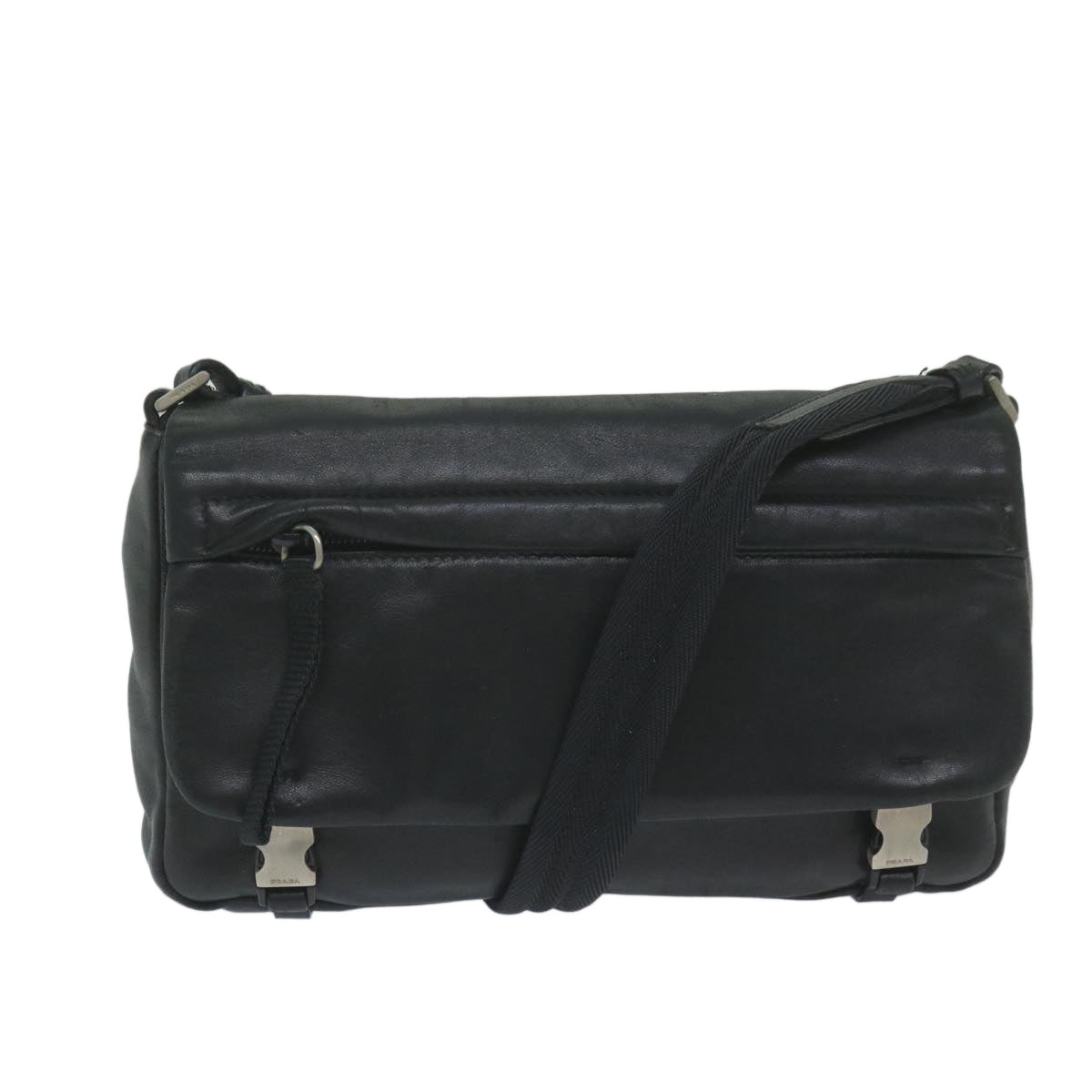 PRADA Shoulder Bag Leather Black Auth 60187