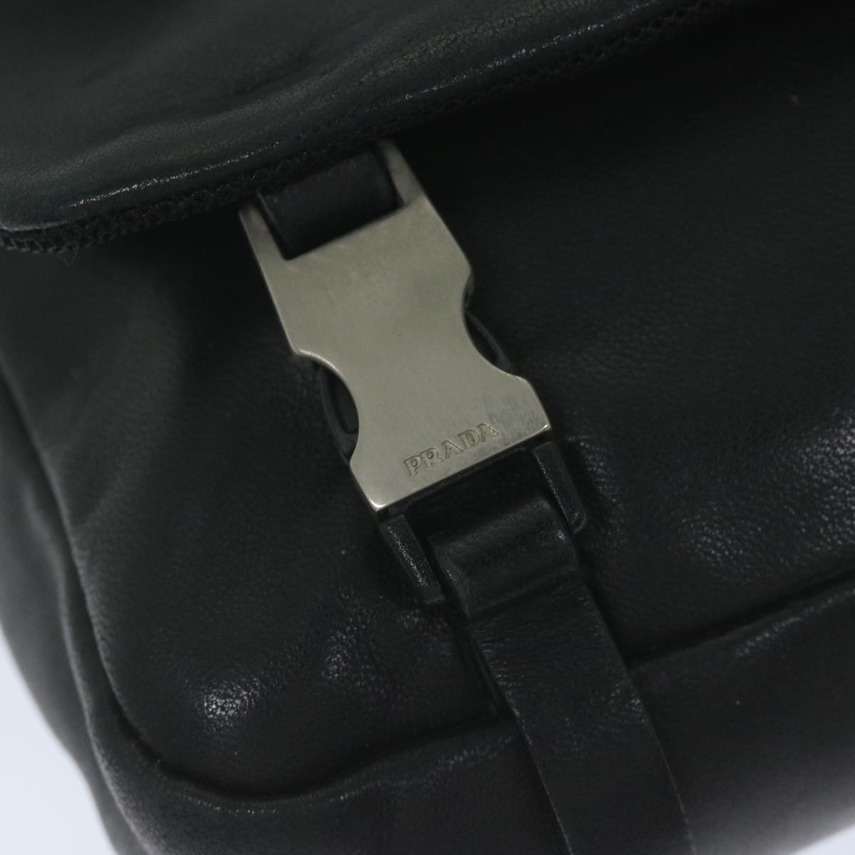 PRADA Shoulder Bag Leather Black Auth 60187