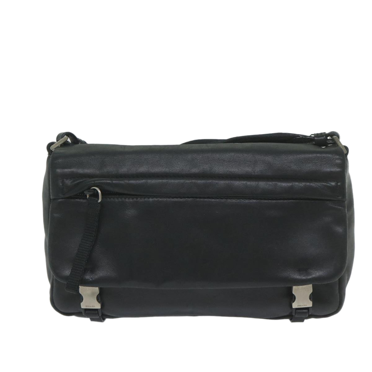 PRADA Shoulder Bag Leather Black Auth 60187