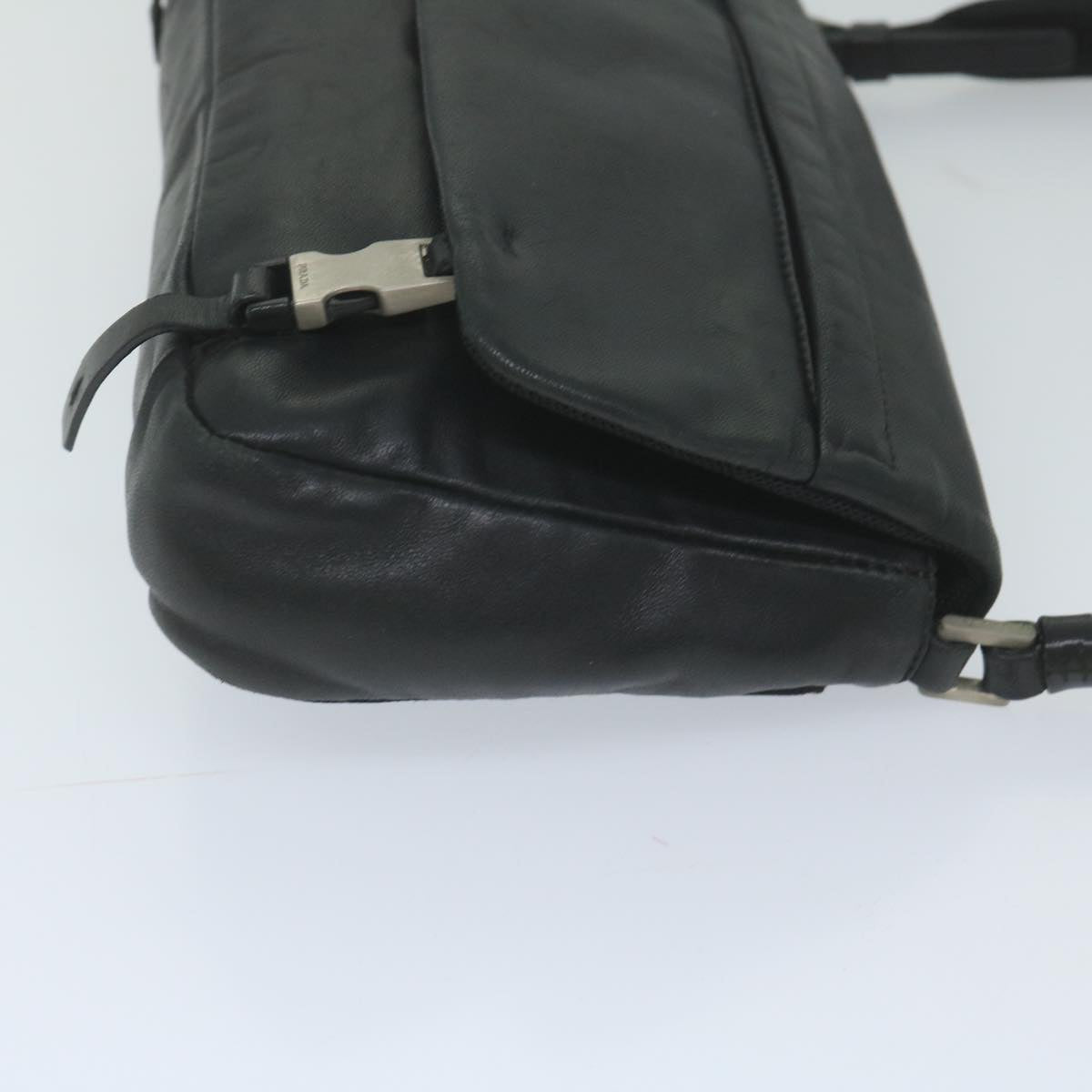 PRADA Shoulder Bag Leather Black Auth 60187