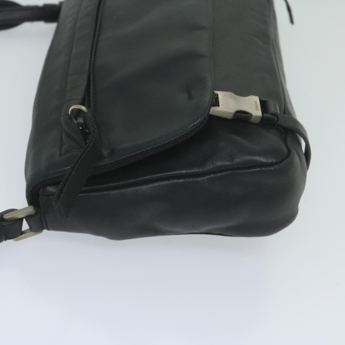 PRADA Shoulder Bag Leather Black Auth 60187