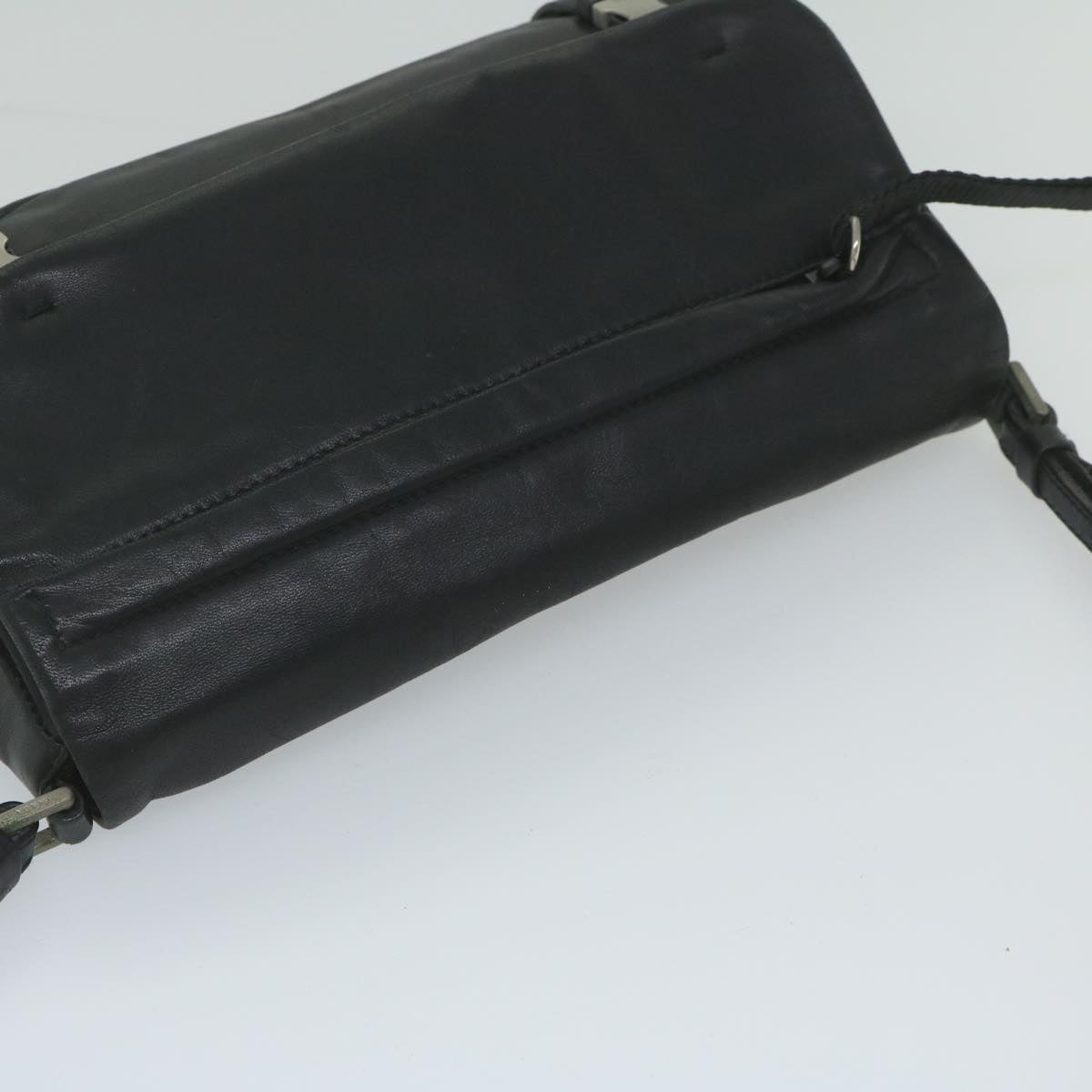 PRADA Shoulder Bag Leather Black Auth 60187