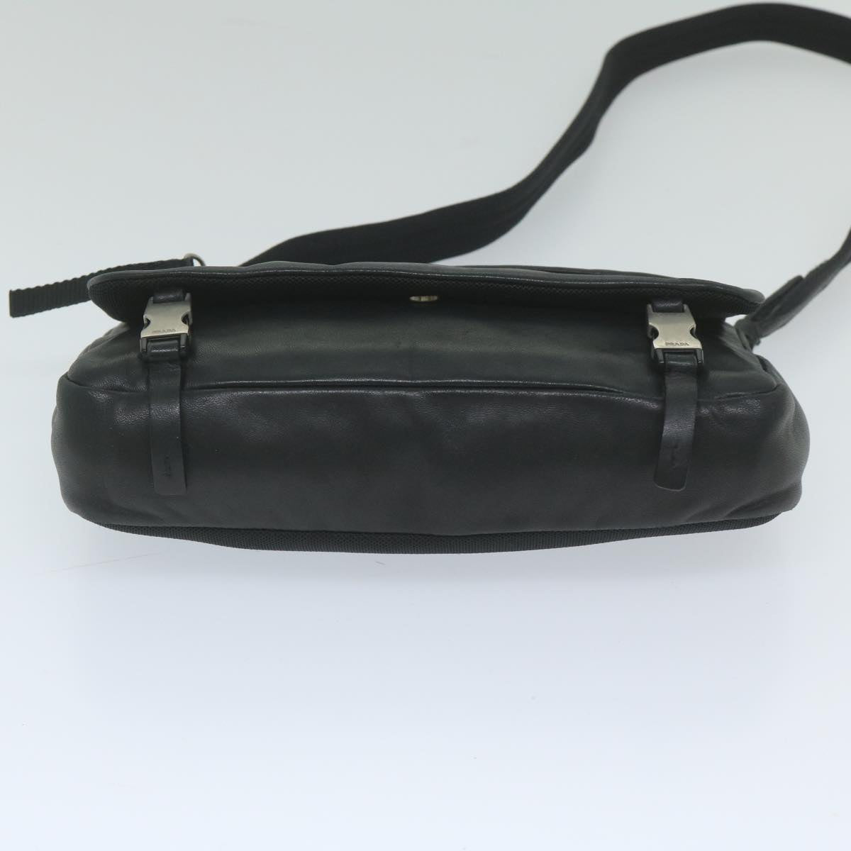 PRADA Shoulder Bag Leather Black Auth 60187