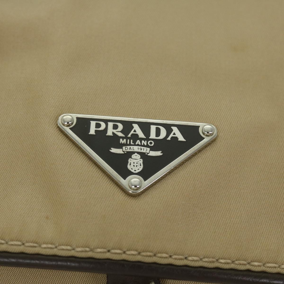 PRADA Shoulder Bag Nylon Beige Auth 60192