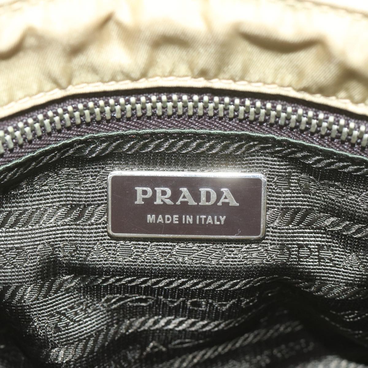 PRADA Shoulder Bag Nylon Beige Auth 60192