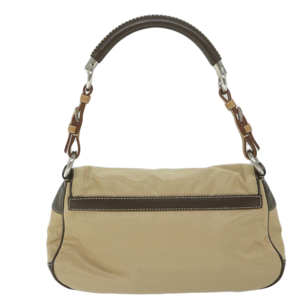 PRADA Shoulder Bag Nylon Beige Auth 60192