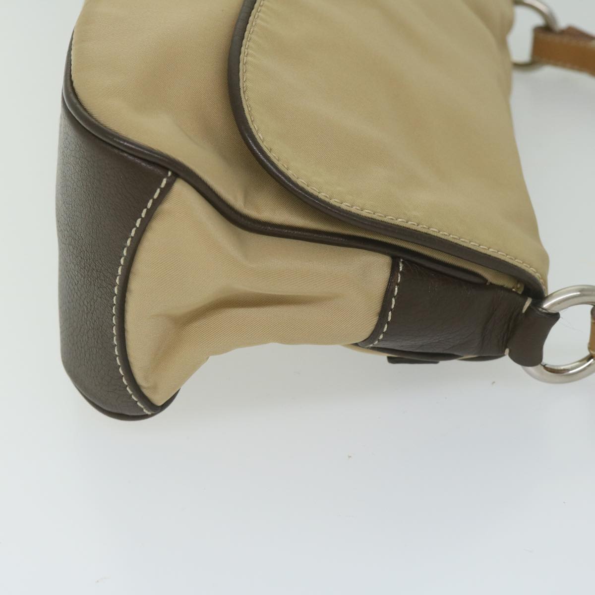 PRADA Shoulder Bag Nylon Beige Auth 60192