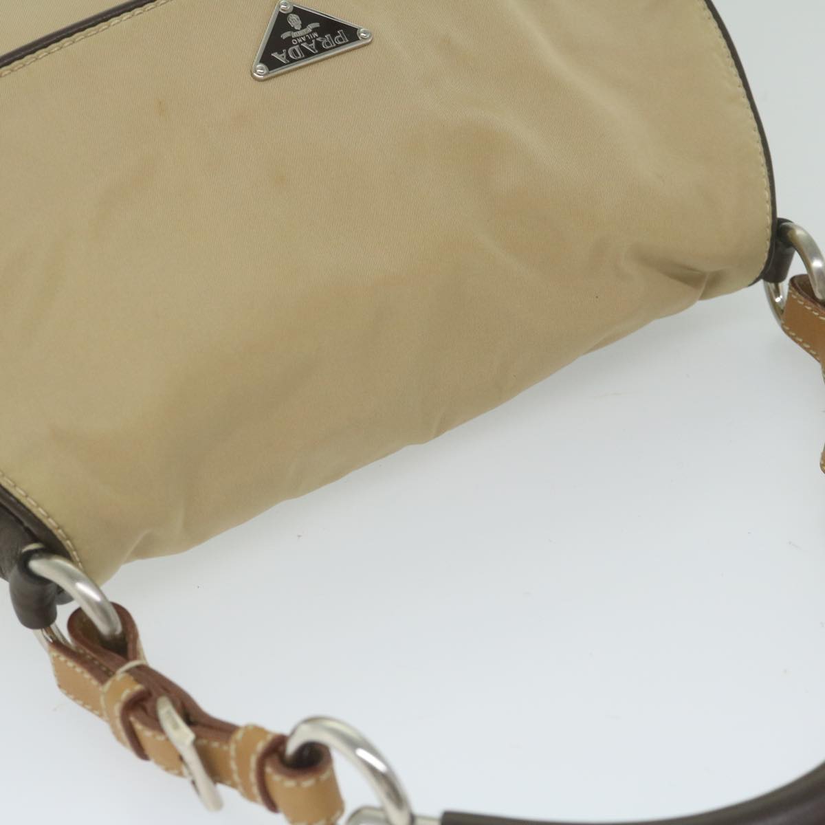 PRADA Shoulder Bag Nylon Beige Auth 60192