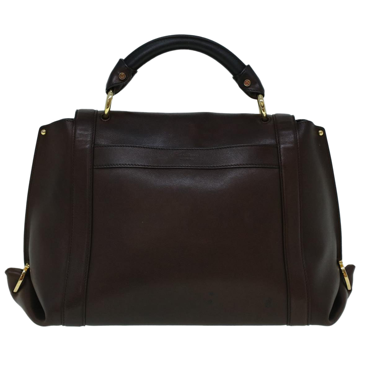Salvatore Ferragamo Gancini Shoulder Bag Leather 2way Brown Auth 60246 - 0