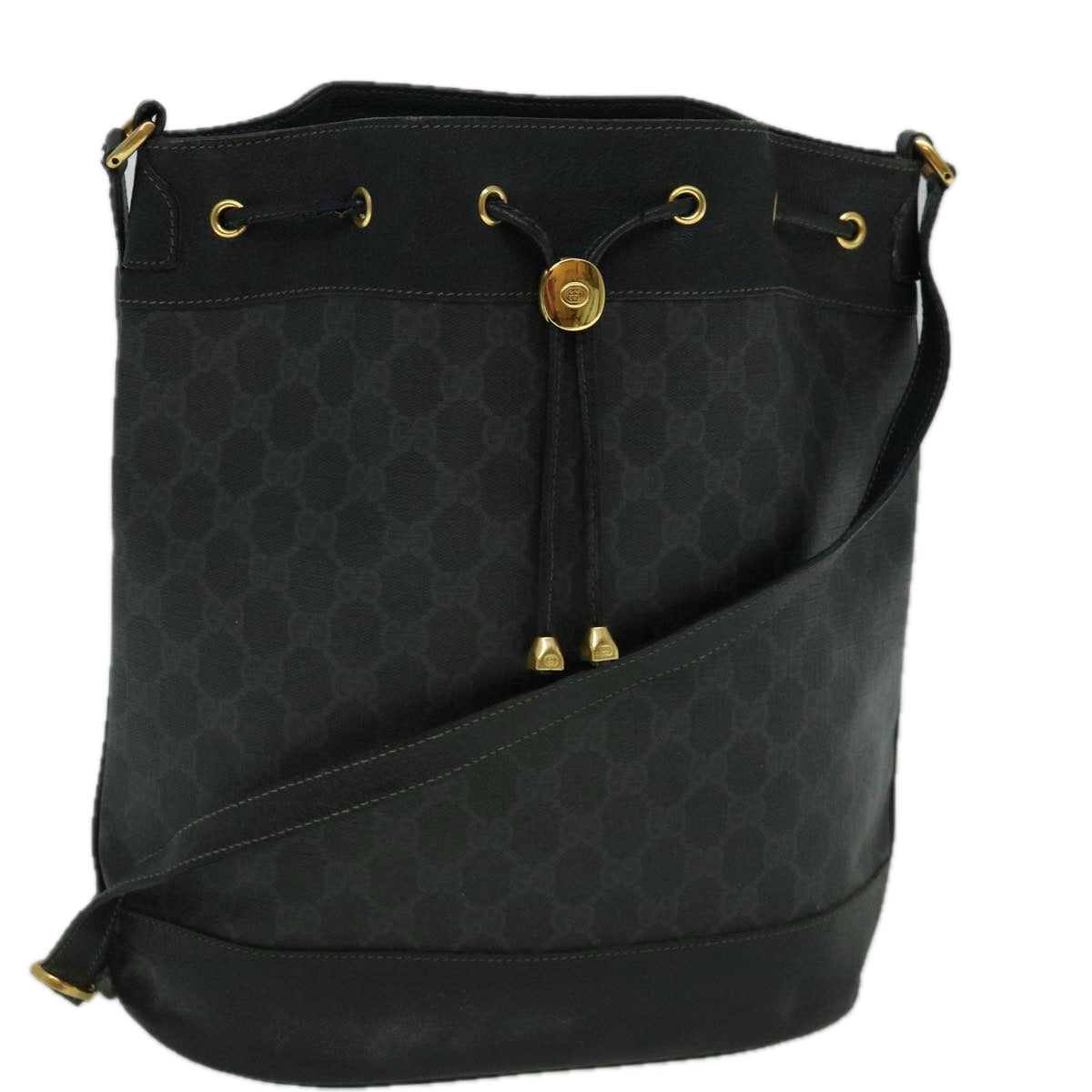 GUCCI GG Canvas Shoulder Bag Coated Canvas Black Auth 60266