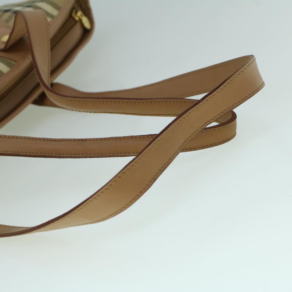 Burberrys Nova Check Tote Bag PVC Leather Beige Auth 60270