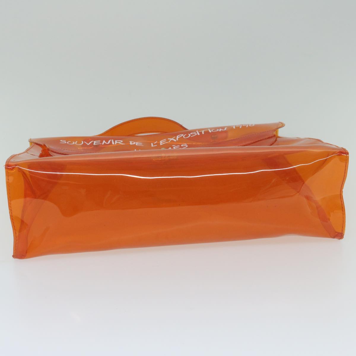 HERMES Vinyl Kelly Hand Bag Vinyl Orange Auth 60271