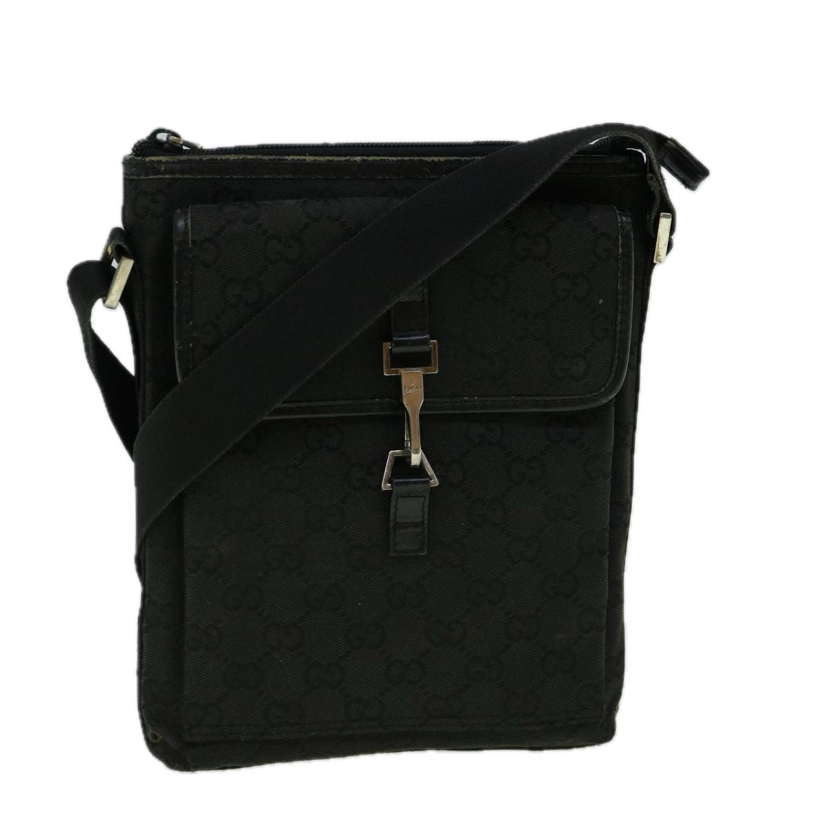 GUCCI GG Canvas Shoulder Bag Black 92646 Auth 60288