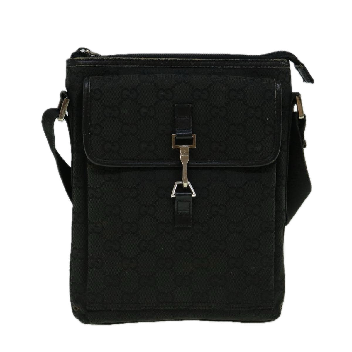 GUCCI GG Canvas Shoulder Bag Black 92646 Auth 60288