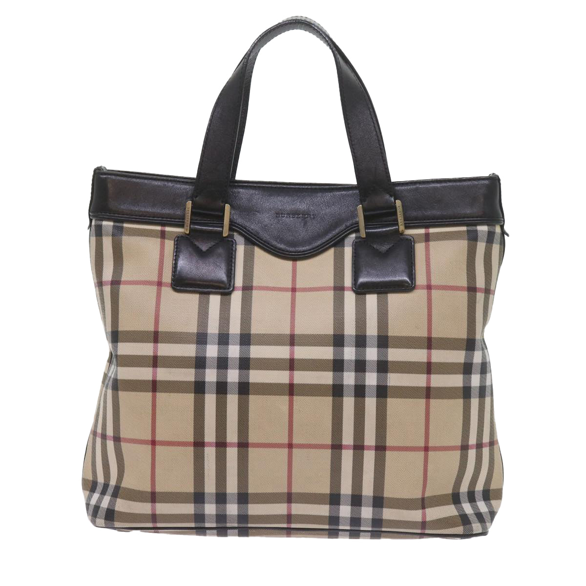 BURBERRY Nova Check Tote Bag Coated Canvas Beige Auth 60300 - 0