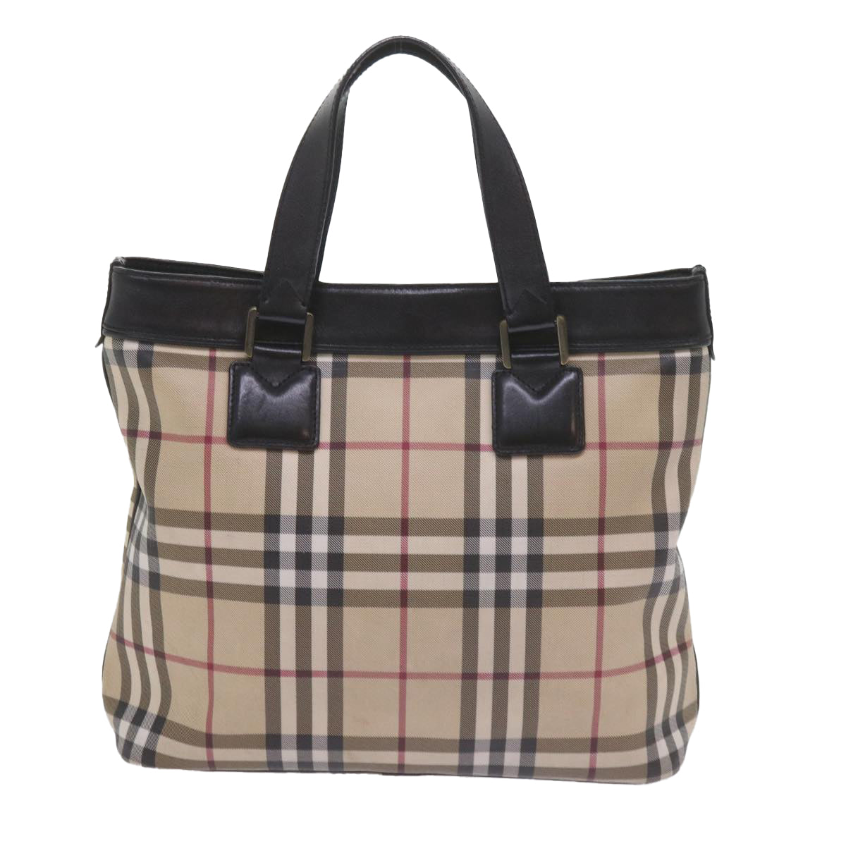 BURBERRY Nova Check Tote Bag Coated Canvas Beige Auth 60300