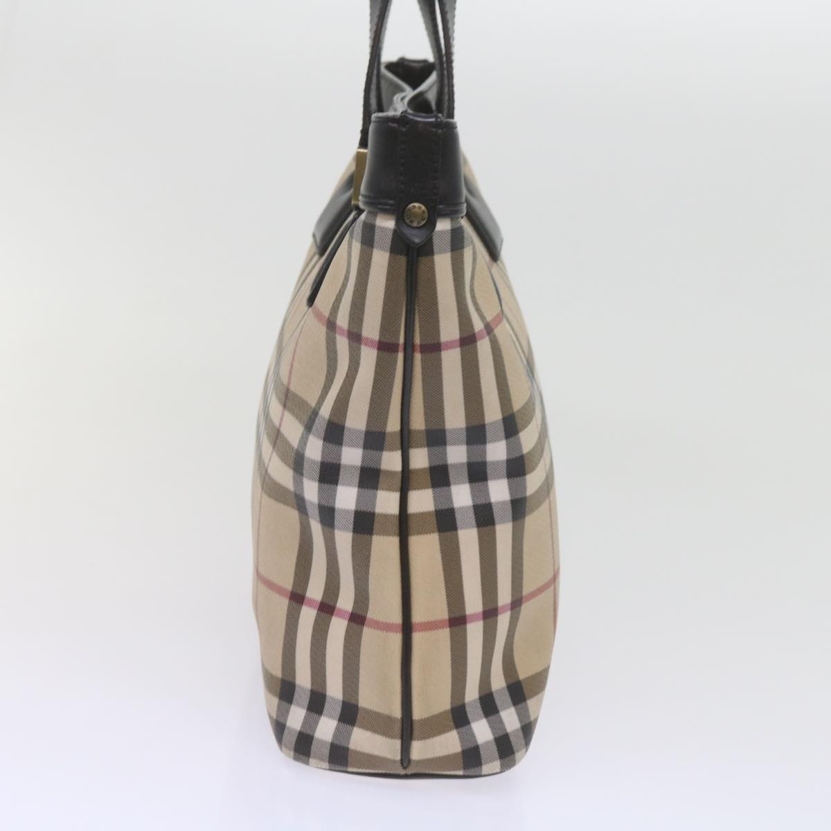 BURBERRY Nova Check Tote Bag Coated Canvas Beige Auth 60300