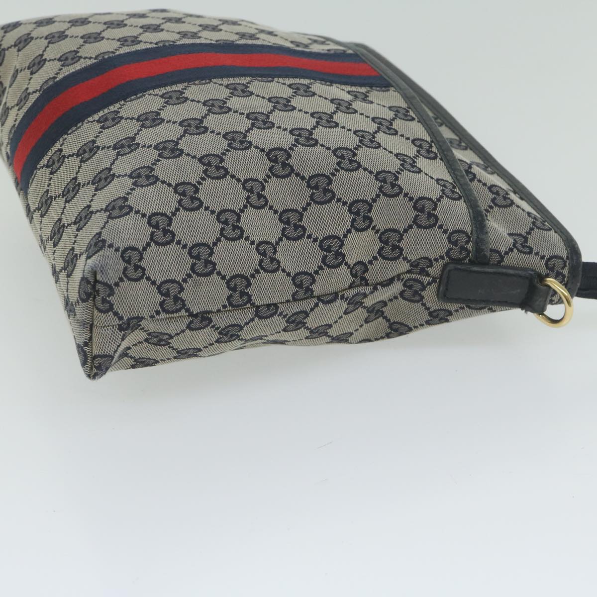 GUCCI GG Canvas Sherry Line Shoulder Bag Red Navy 388926 Auth 60317