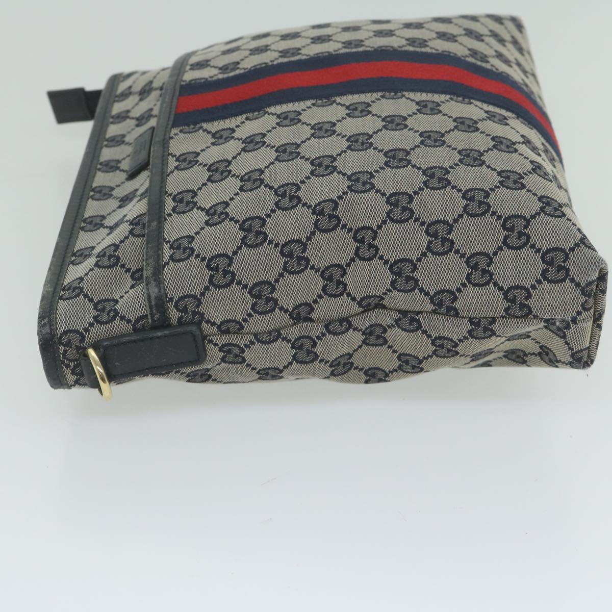 GUCCI GG Canvas Sherry Line Shoulder Bag Red Navy 388926 Auth 60317