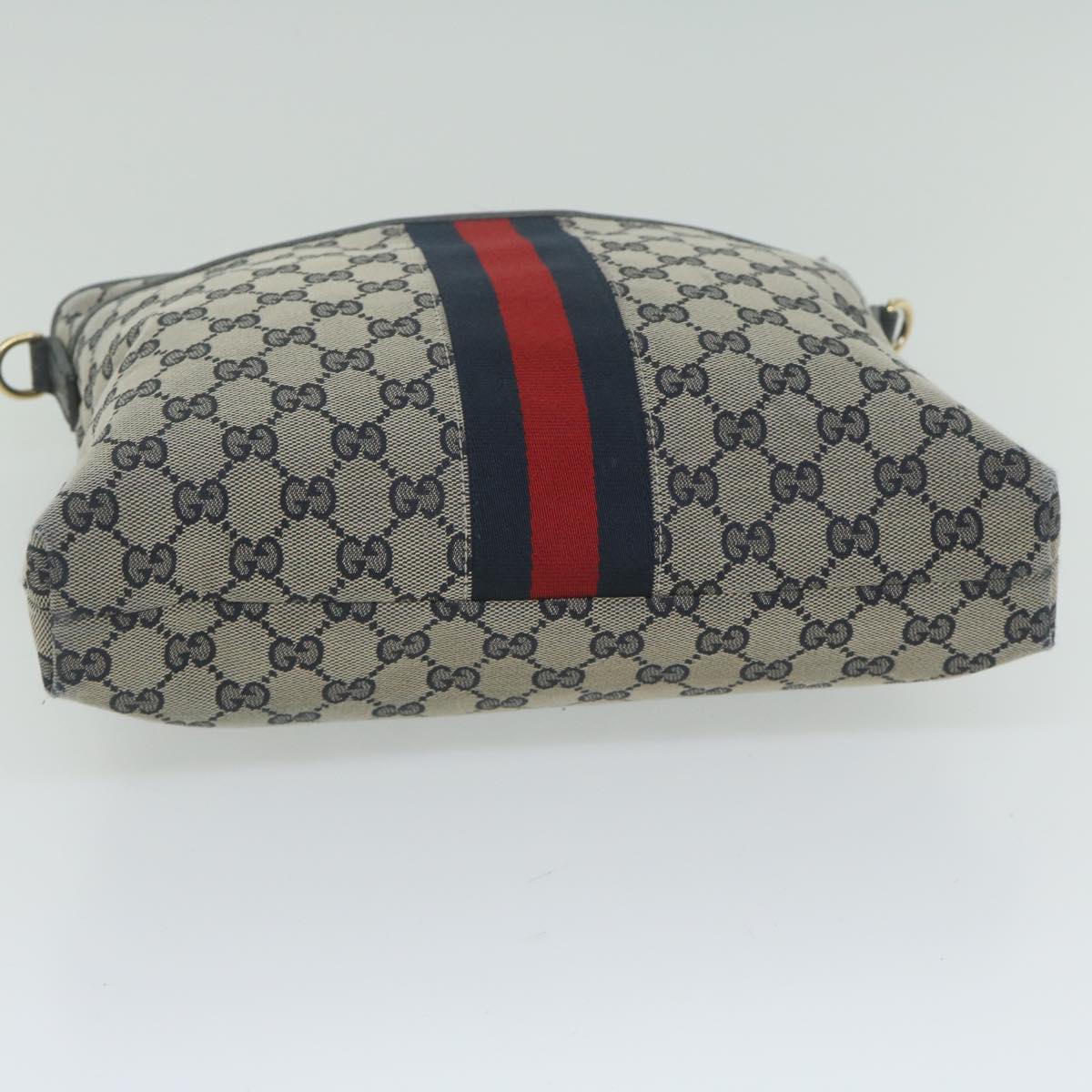 GUCCI GG Canvas Sherry Line Shoulder Bag Red Navy 388926 Auth 60317