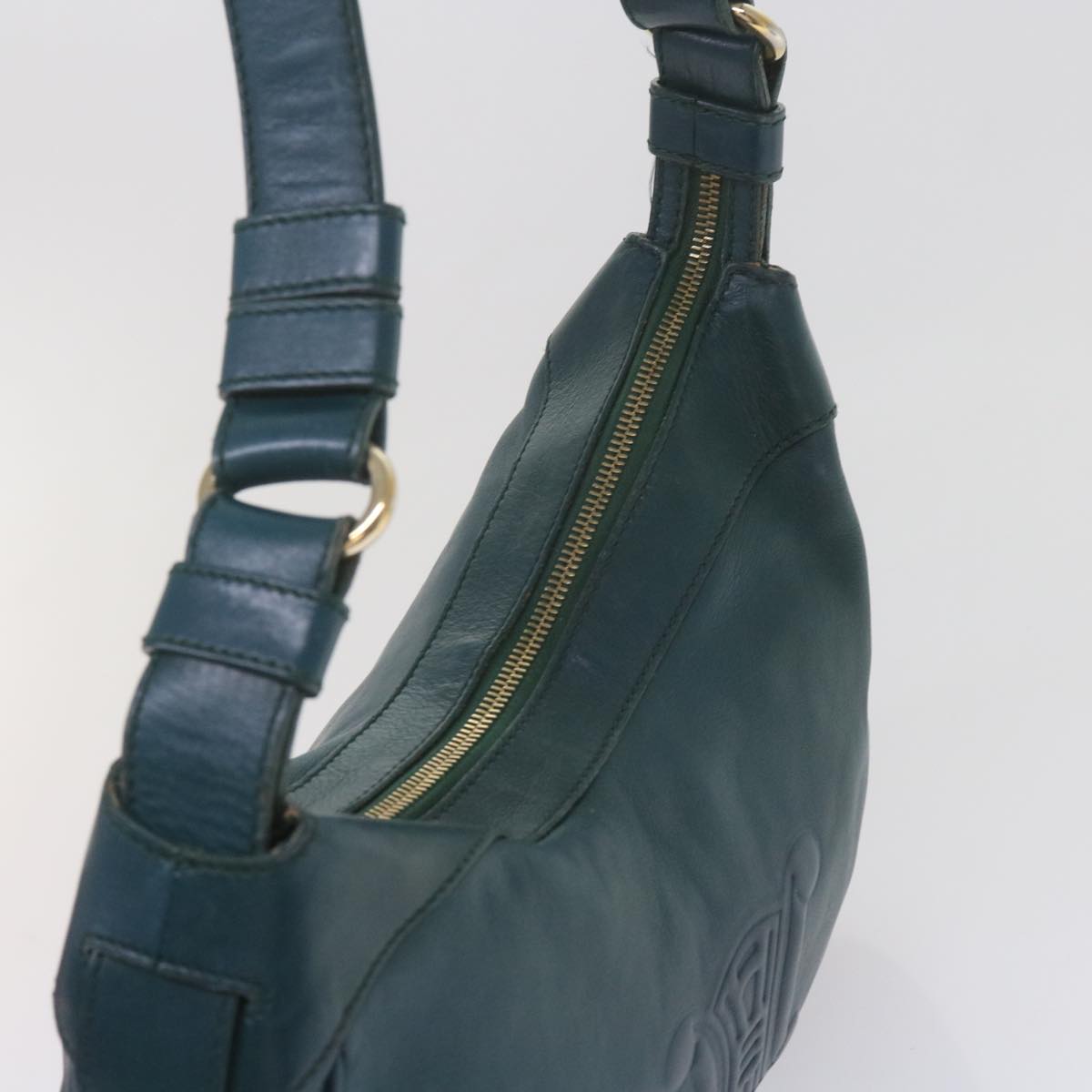 CELINE Shoulder Bag Leather Blue Auth 60323