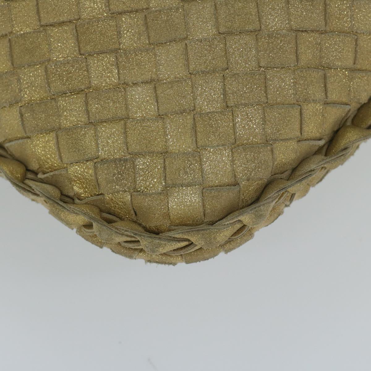 BOTTEGAVENETA INTRECCIATO Hobo Shoulder Bag Leather Gold Tone Auth 60324