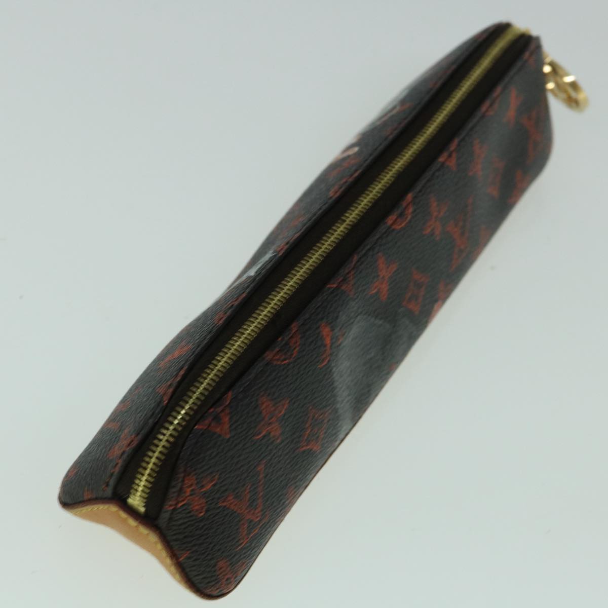 LOUIS VUITTON Catgram Trousse Elizabeth Pen Case Brown GI0357 LV Auth 60338