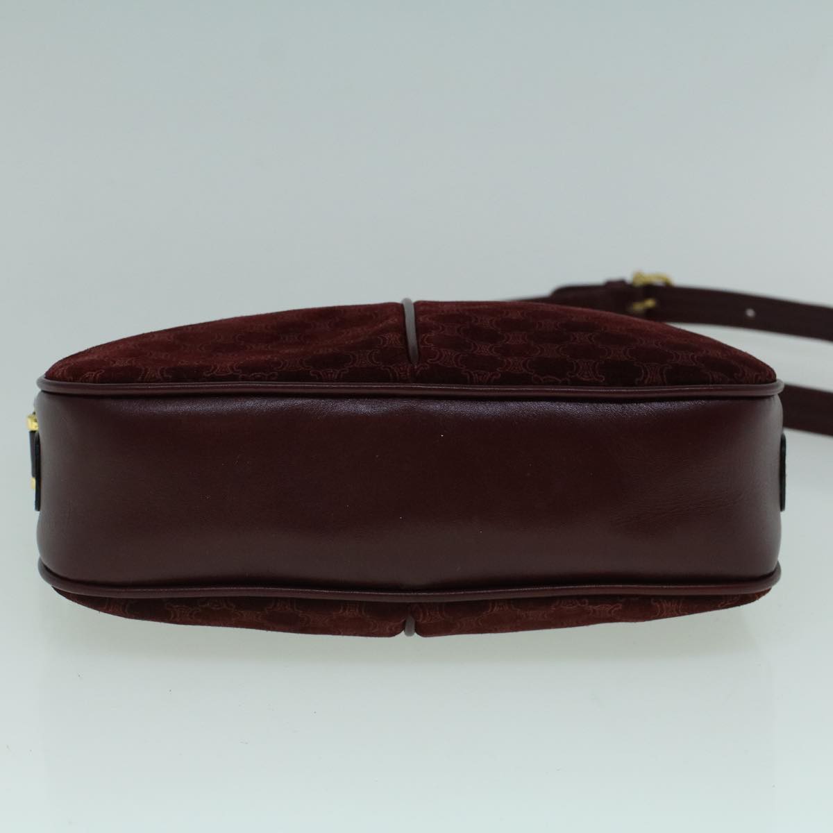 CELINE Macadam Canvas Shoulder Bag Suede Bordeaux Auth 60346